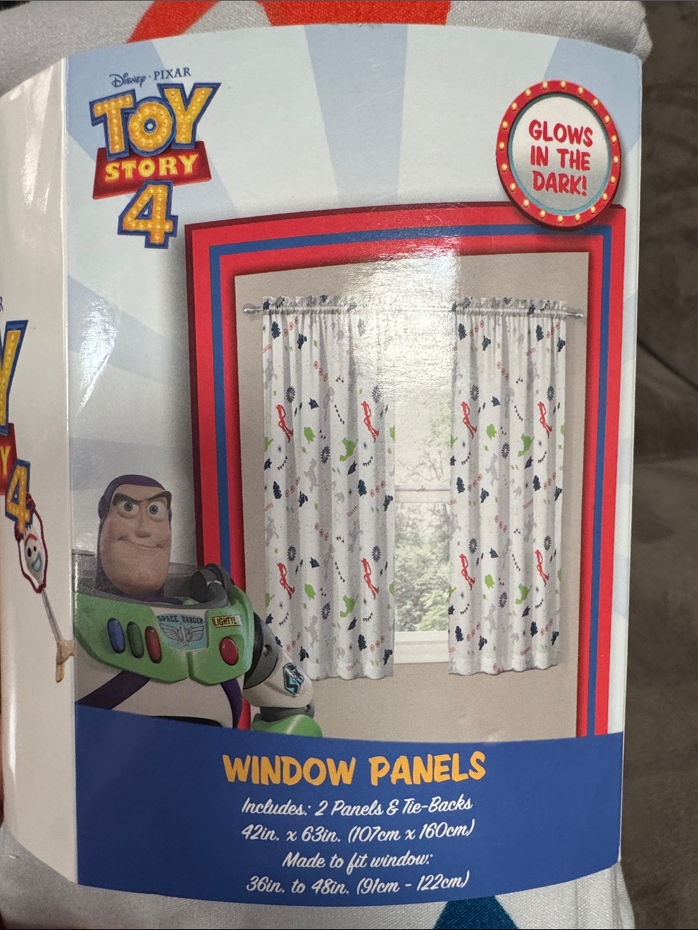 Buzz Lightyear Glow-in-the-Dark White Window Panels. 2 Panel pack. Polyester